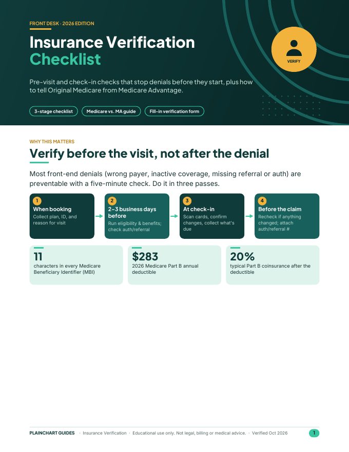 First page of Insurance Verification Checklist