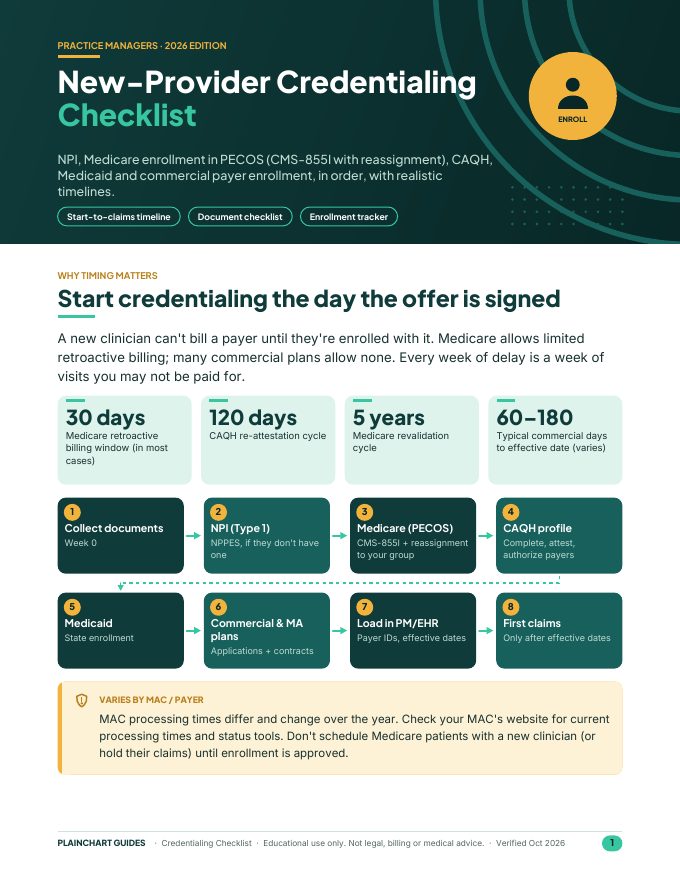 First page of New-Provider Credentialing Checklist